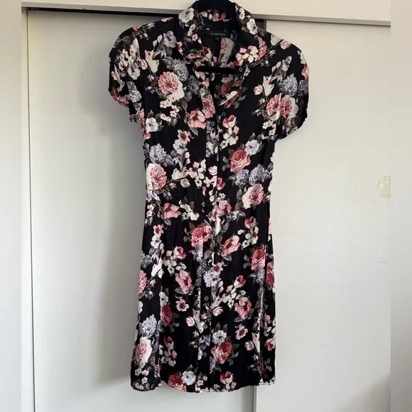 Olivaceous Floral Dance Romantic Silk Sundress Polo Mini Dress New Preppy Date - Picture 10 of 12